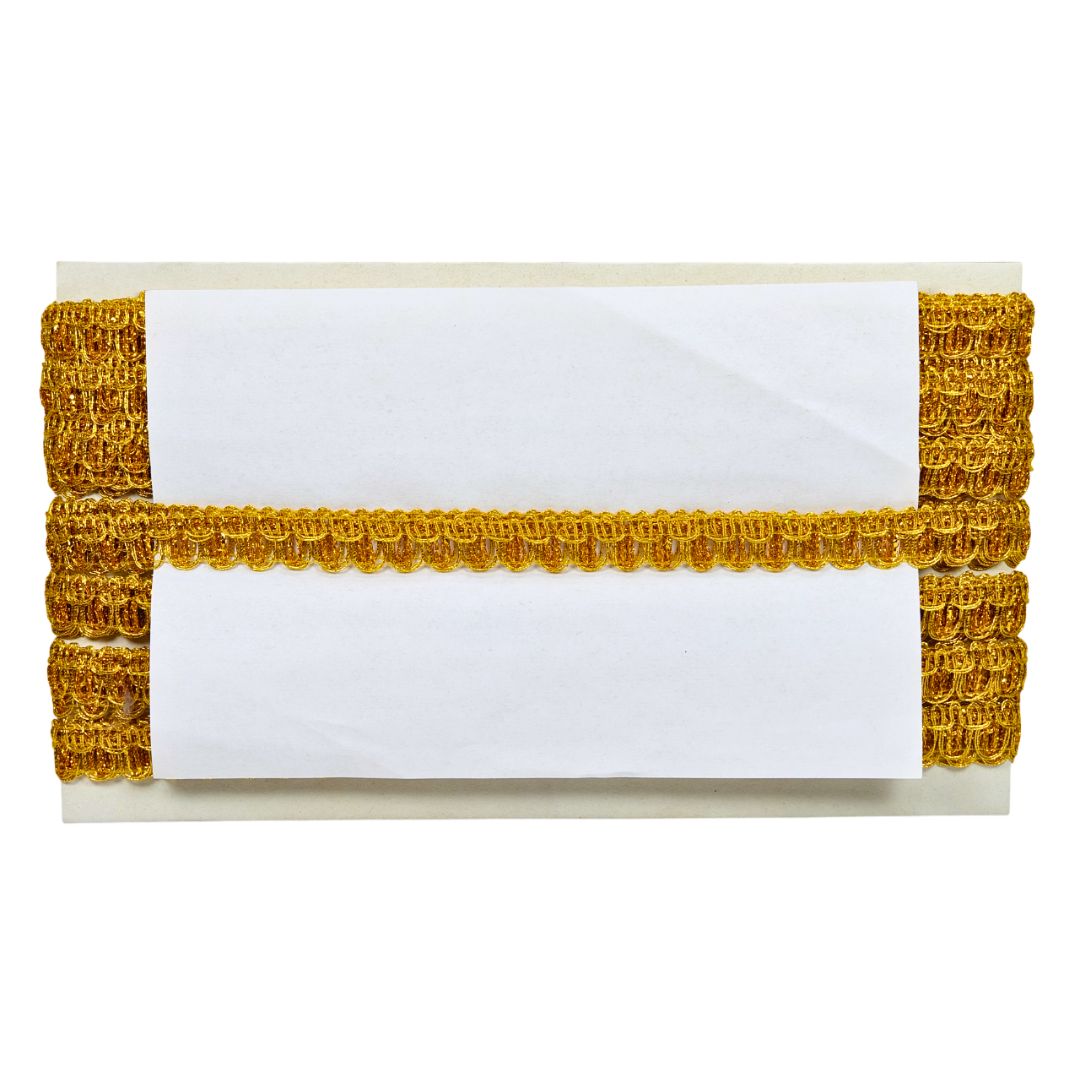 White card with gold decorative border on a white background