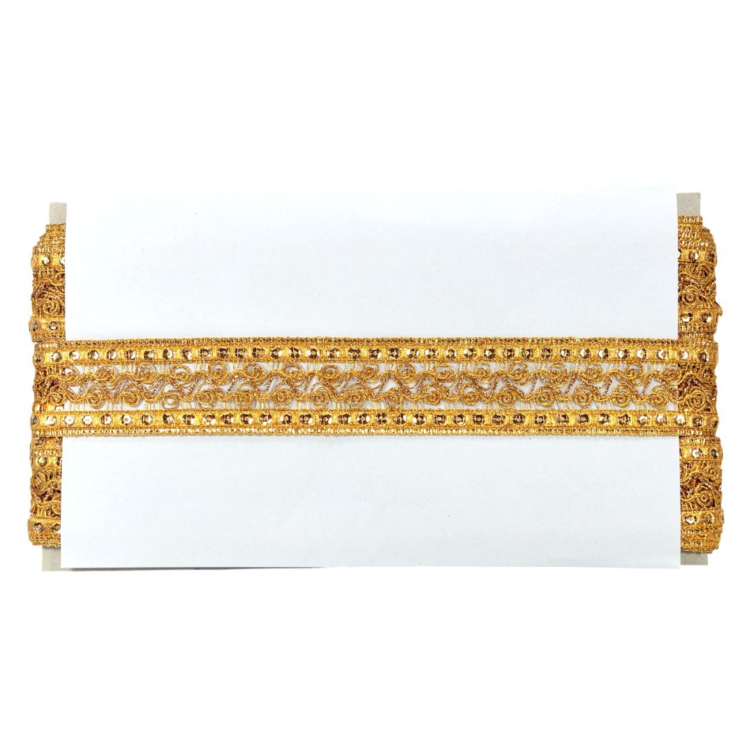 Decorative gold headband on a white background