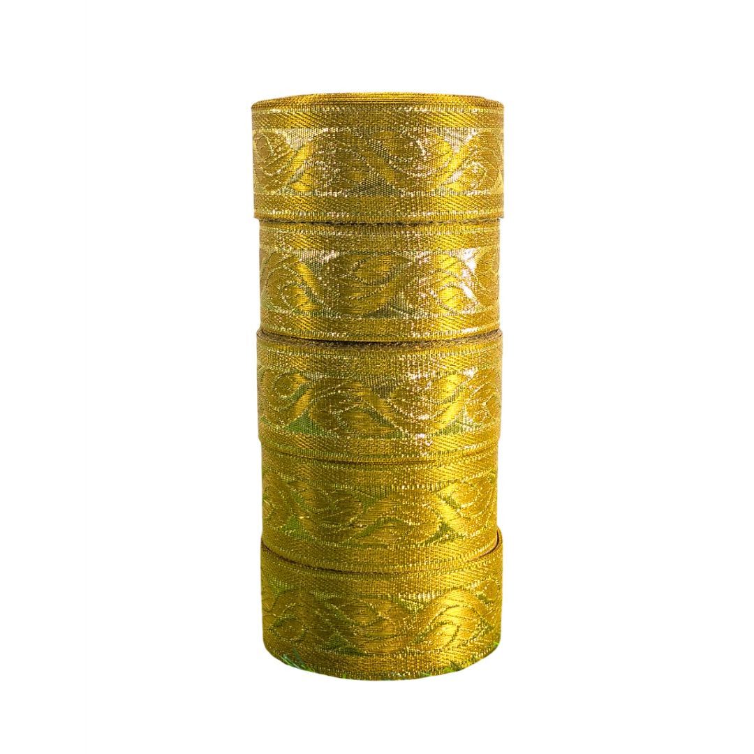 Golden Jacquard Lace For Wedding Gowns Only At Woven Lace & Border Reatilers and Manufactures In Surat