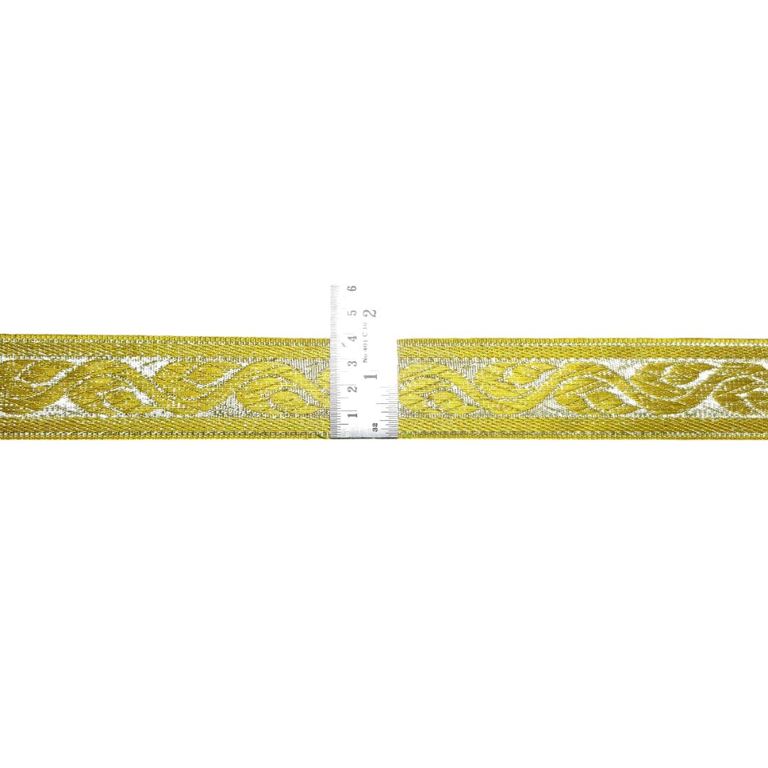 Golden Jacquard Lace For Wedding Gowns Only At Woven Lace & Border Reatilers and Manufactures In Surat