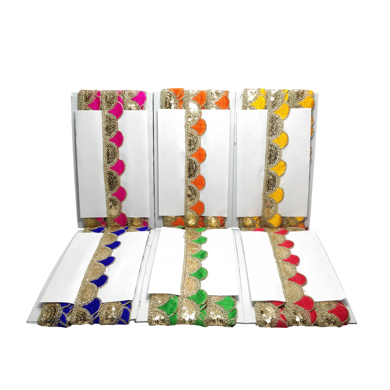All Colors Golden Sequins Embroidery Lace For Dupatta Saree And Dress Decoration Only At Woven Lace & Border Reatilers and Manufactures In Surat