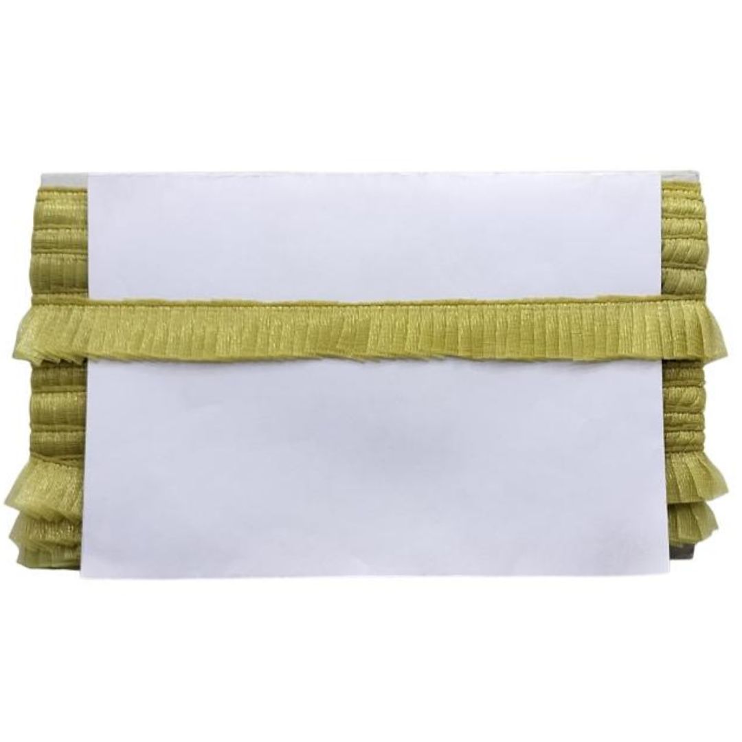 Stack of white papers with green ribbons on a white background