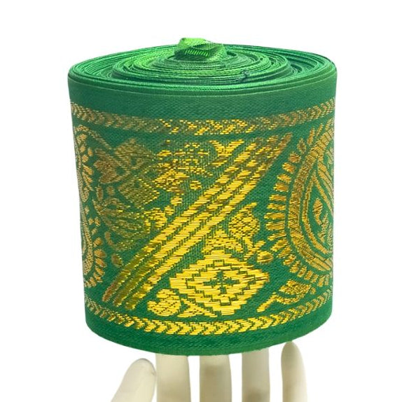 Green Banarasi Lace For Dupatta Decoration Only At Woven Lace & Border Reatilers and Manufactures In Surat