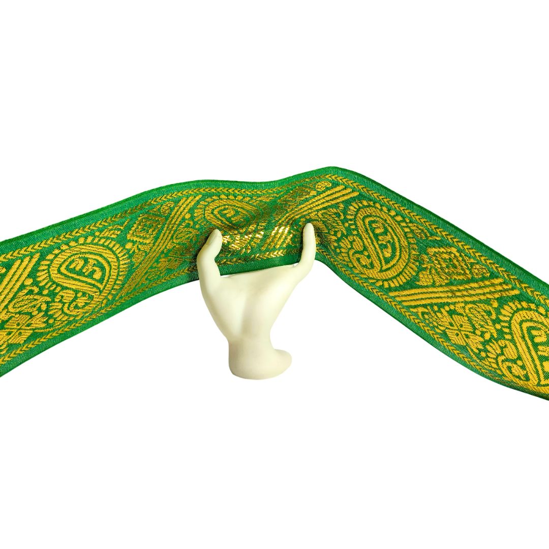 Green Banarasi Lace For Dupatta Decoration Only At Woven Lace & Border Reatilers and Manufactures In Surat