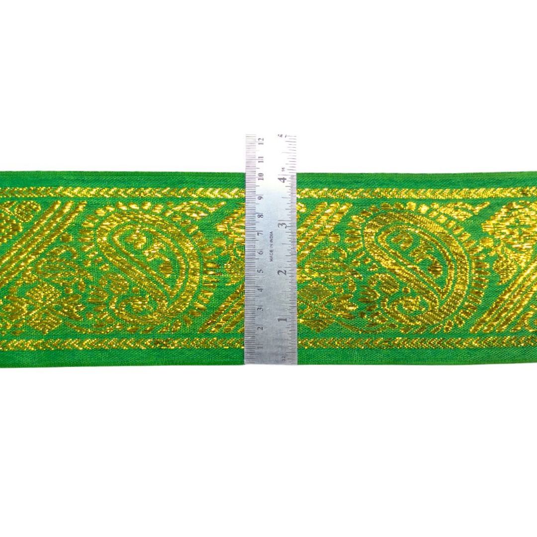 Green Banarasi Lace For Dupatta Decoration Only At Woven Lace & Border Reatilers and Manufactures In Surat