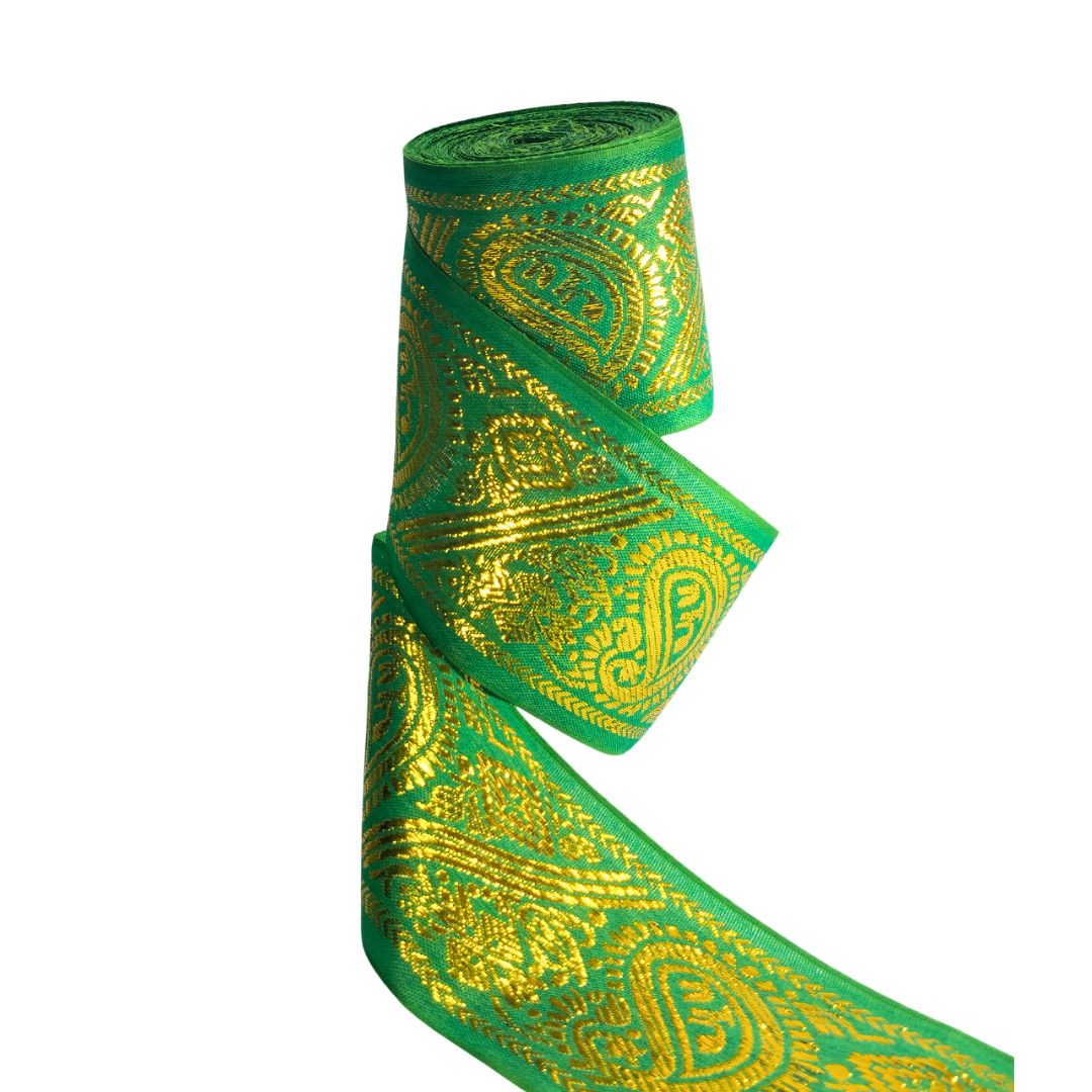 Green Banarasi Lace For Dupatta Decoration Only At Woven Lace & Border Reatilers and Manufactures In Surat
