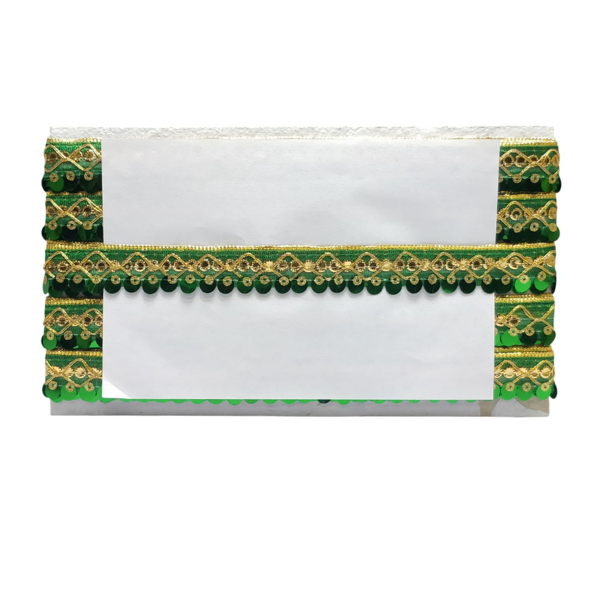 Kurlz 1 inch Exclusive Double Sequins Metallic Dori Lace for Laddo Gopal Poshak, Sarees, Suits, Blouses, Dupatta | Size: 9 Yards