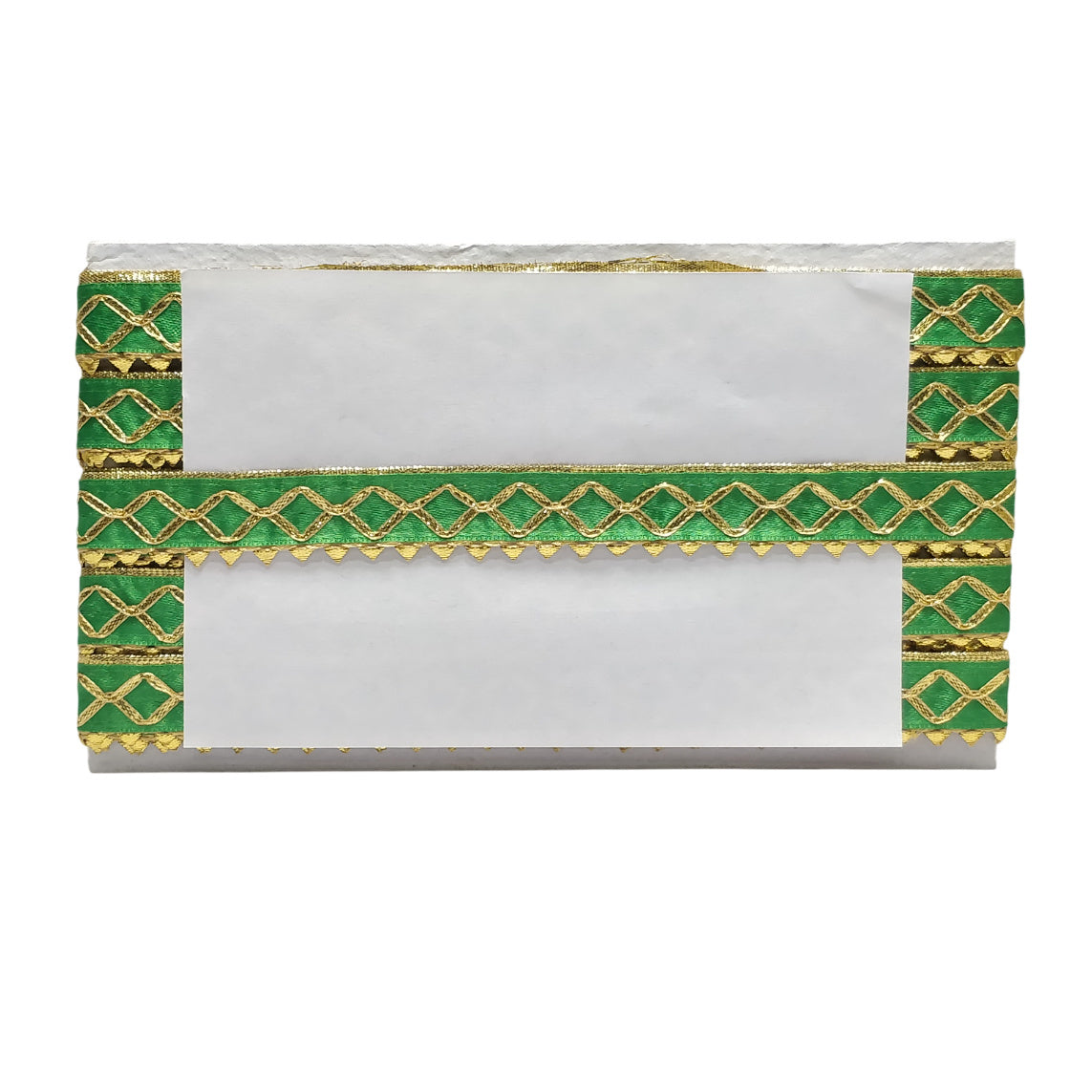 Kurlz 1 inch Exclusive Antik Golden Gota Patti & Golden Samosa Lace For Laddo Gopal Poshak, Lehenga, Dupatta | Size: 9 Yards