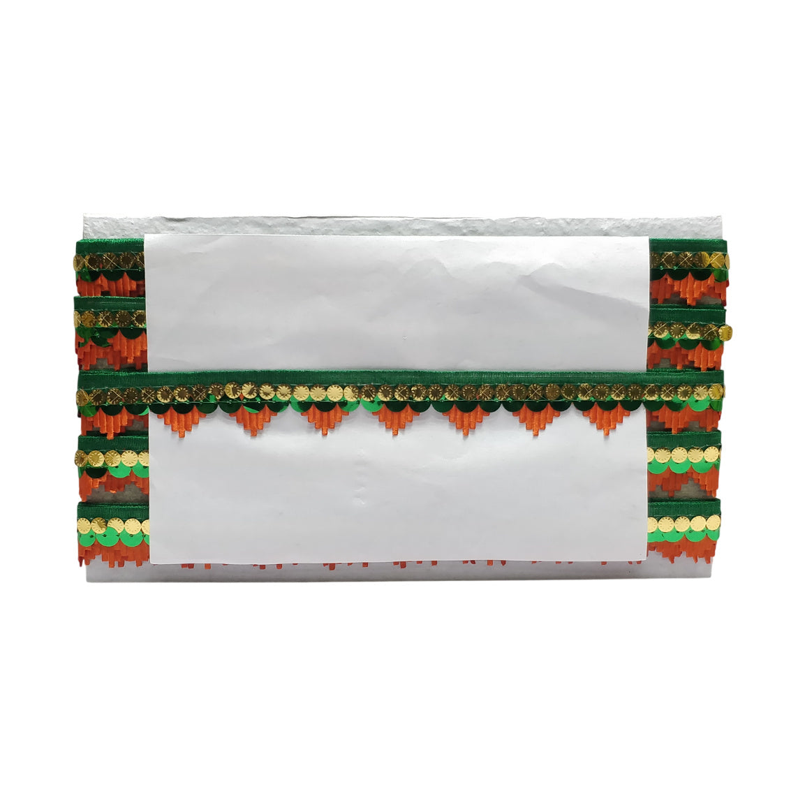 Kurlz 1 inch Double Color Mandir Cutwork Lace For Laddo Gopal Poshak, Aasan, Mata Chunri, School Crafts | Size: 9 Yards