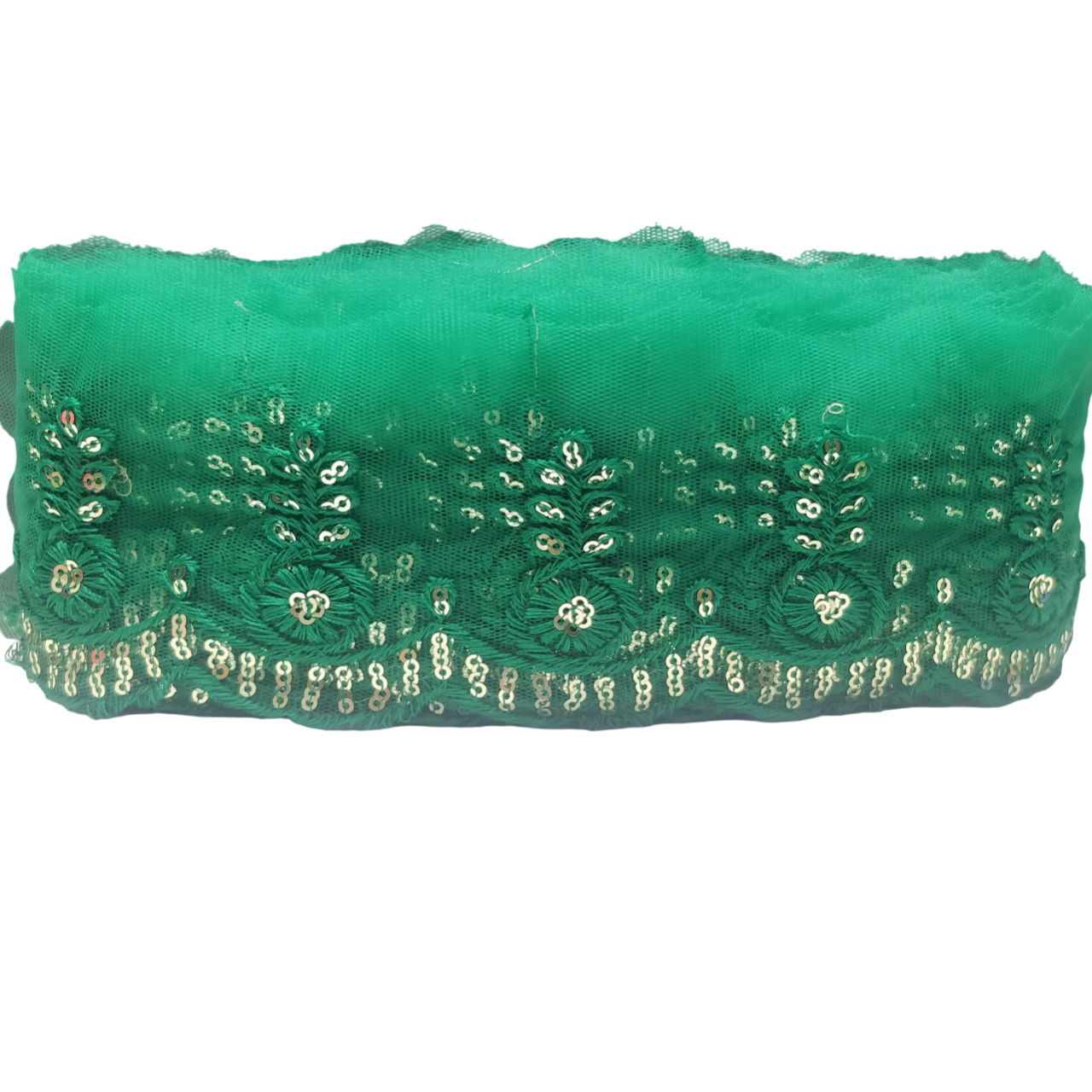 Green Embroidered Organza Lace For Dresses Decoration Only At Woven Lace & Border Reatilers and Manufactures In Surat