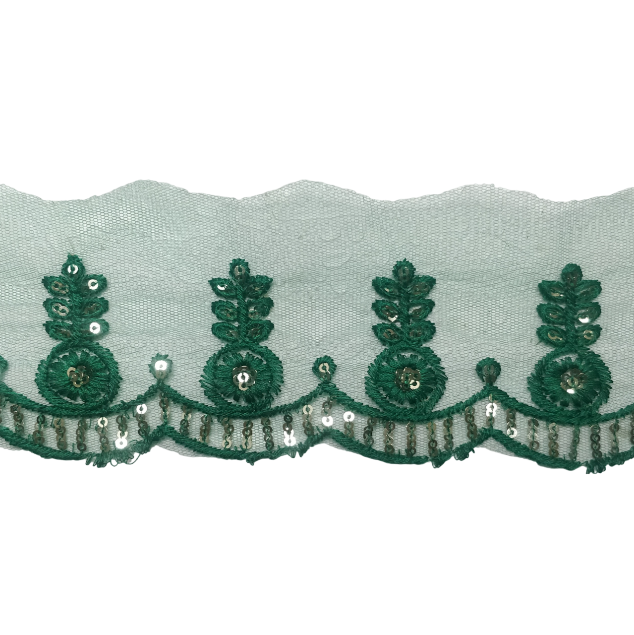 Green Embroidered Organza Lace For Dresses Decoration Only At Woven Lace & Border Reatilers and Manufactures In Surat
