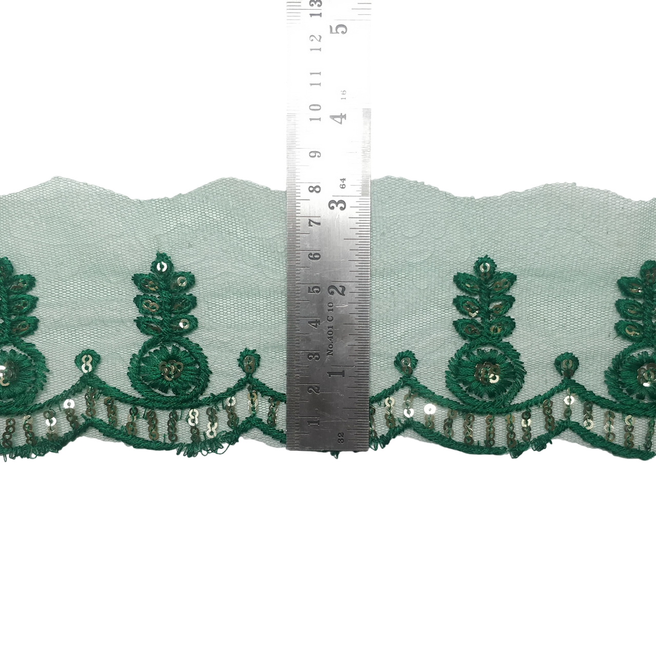Green Embroidered Organza Lace For Dresses Decoration Only At Woven Lace & Border Reatilers and Manufactures In Surat