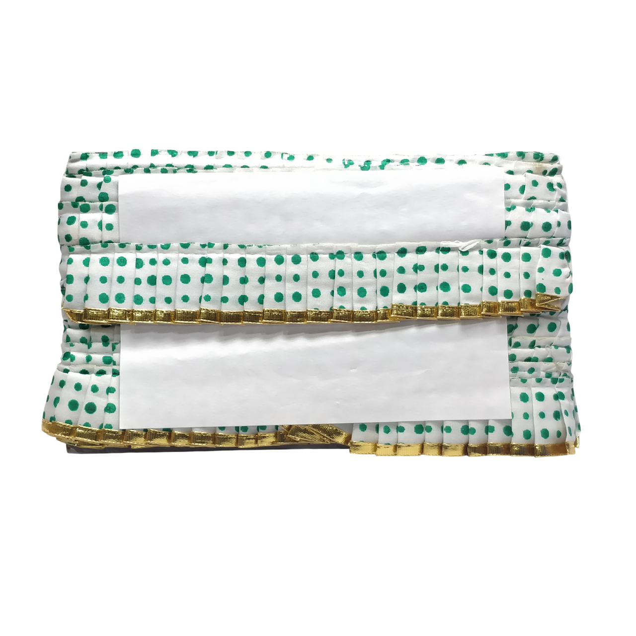 Green Golden Gota White Satin Silk Frill For Ladoo Gopal Poshak Only At Woven Lace & Border Reatilers and Manufactures In Surat