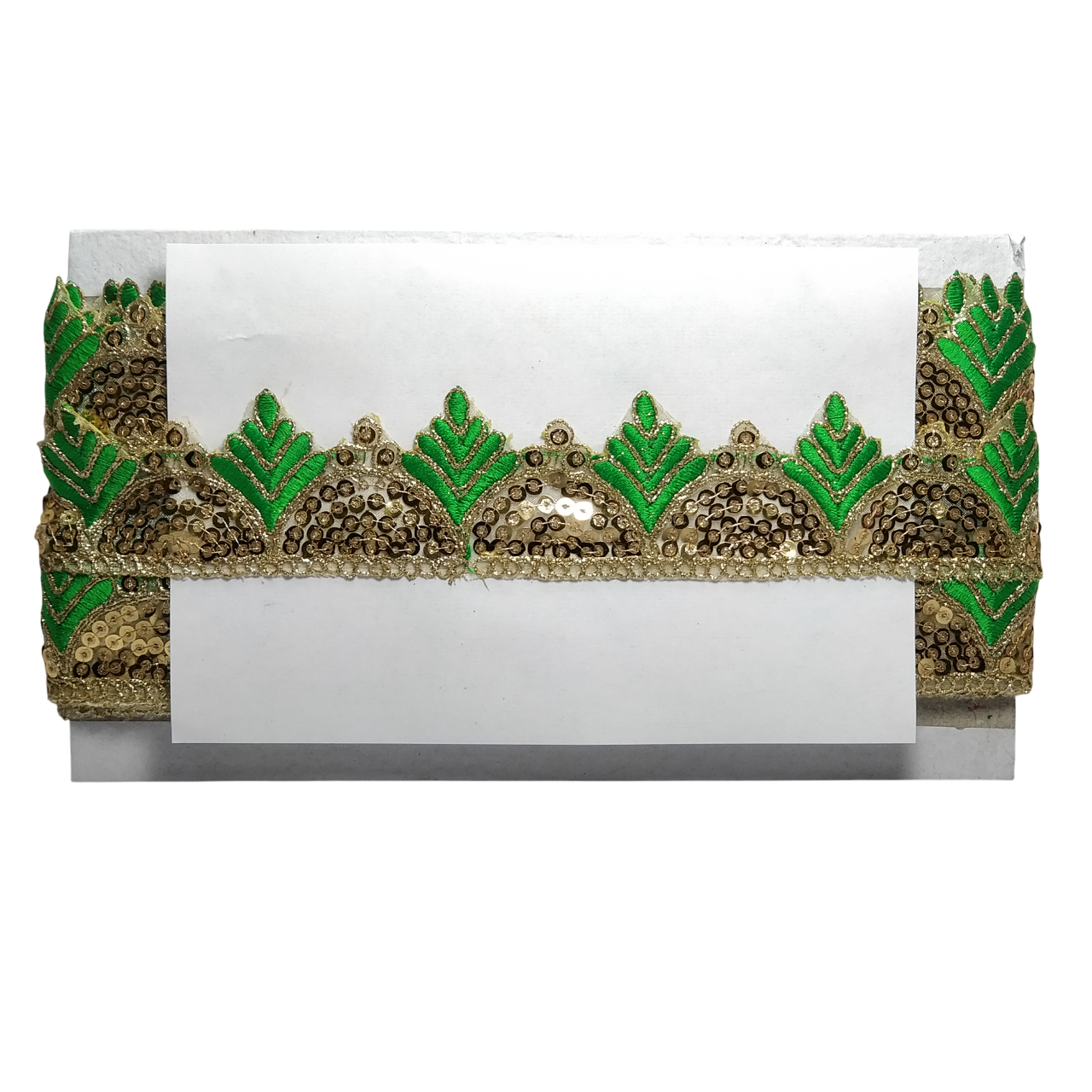 Green Gota Patti Embroidery Trim Border For Craftwork Only At Woven Lace & Border Reatilers and Manufactures In Surat