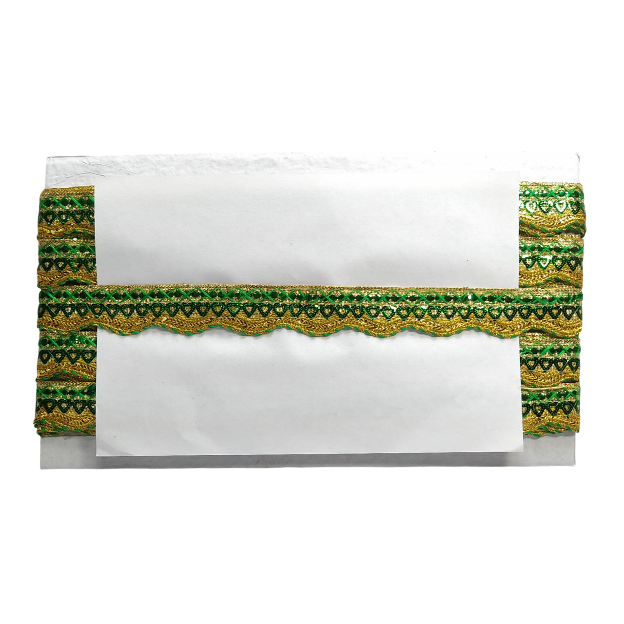 Green Gota Sequins Heart Shape Border For Saree And Dress Decoration Only At Woven Lace & Border Reatilers and Manufactures In Surat
