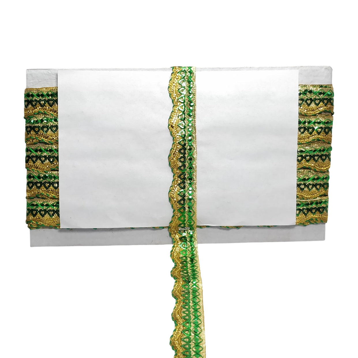 Green Gota Sequins Heart Shape Border For Saree And Dress Decoration Only At Woven Lace & Border Reatilers and Manufactures In Surat