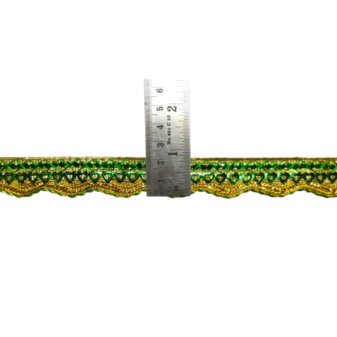 Green Gota Sequins Heart Shape Border For Saree And Dress Decoration Only At Woven Lace & Border Reatilers and Manufactures In Surat