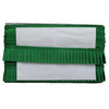 Green clutch with white interior on a white background