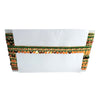 Decorative belt with green and orange patterns on a white background