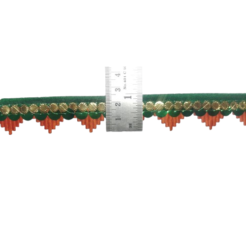 Kurlz 1 inch Double Color Mandir Cutwork Lace For Laddo Gopal Poshak, Aasan, Mata Chunri, School Crafts | Size: 9 Yards