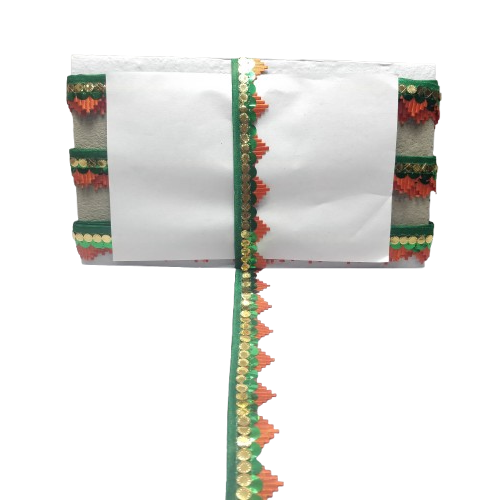 Kurlz 1 inch Double Color Mandir Cutwork Lace For Laddo Gopal Poshak, Aasan, Mata Chunri, School Crafts | Size: 9 Yards