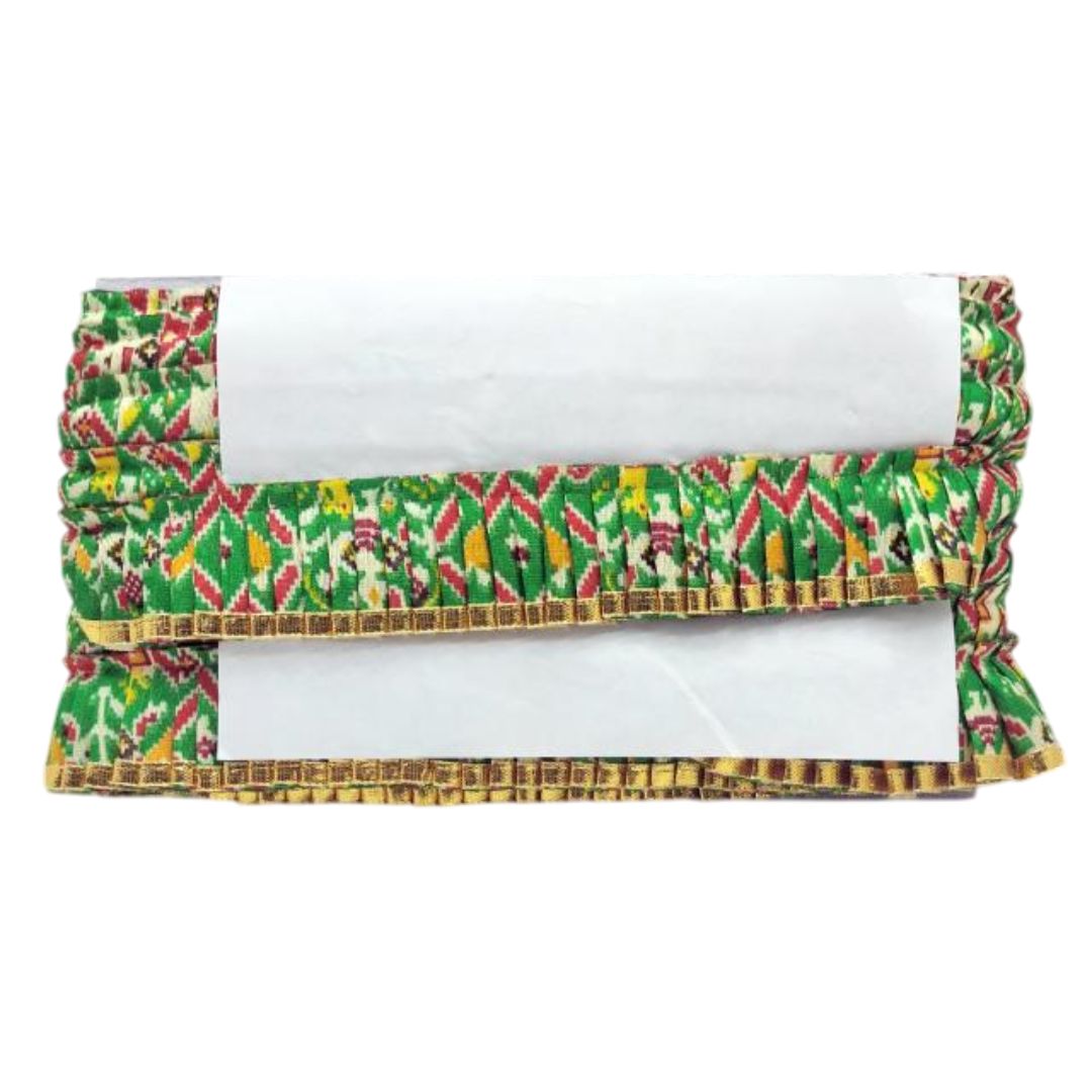 Colorful patterned clutch bag on a white background