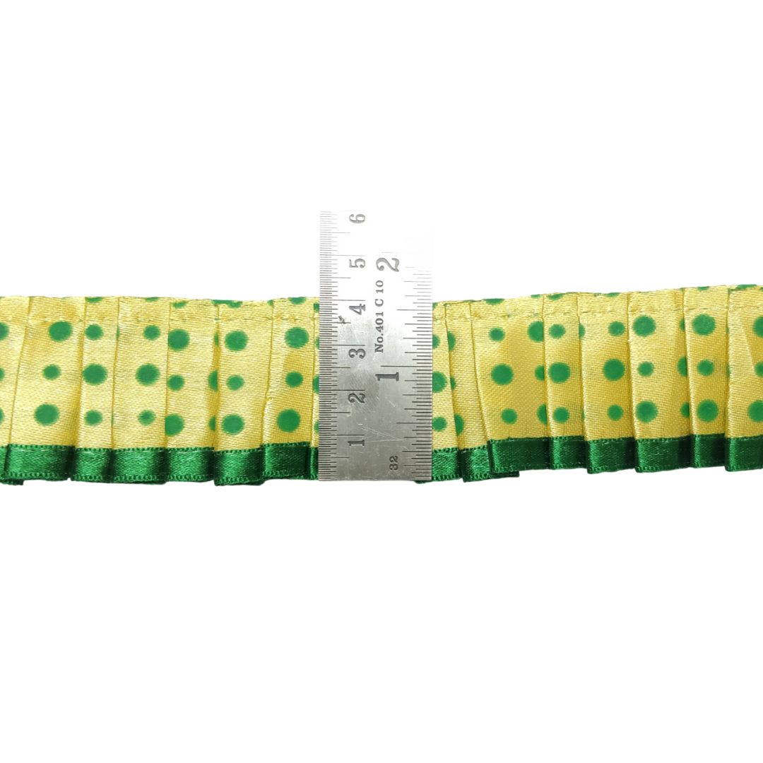 Kurlz Exclusive Polka Printed & Satin Ribbon with Chiku Color Satin Silk Frill For Laddo Gopal Poshak, Crafts, Sarees, Lehenga, Suits | Size: 9 Yards