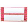 Clutch bag with pink and gold accents on a white background
