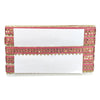 Decorative clutch with pink and gold trim on a white background