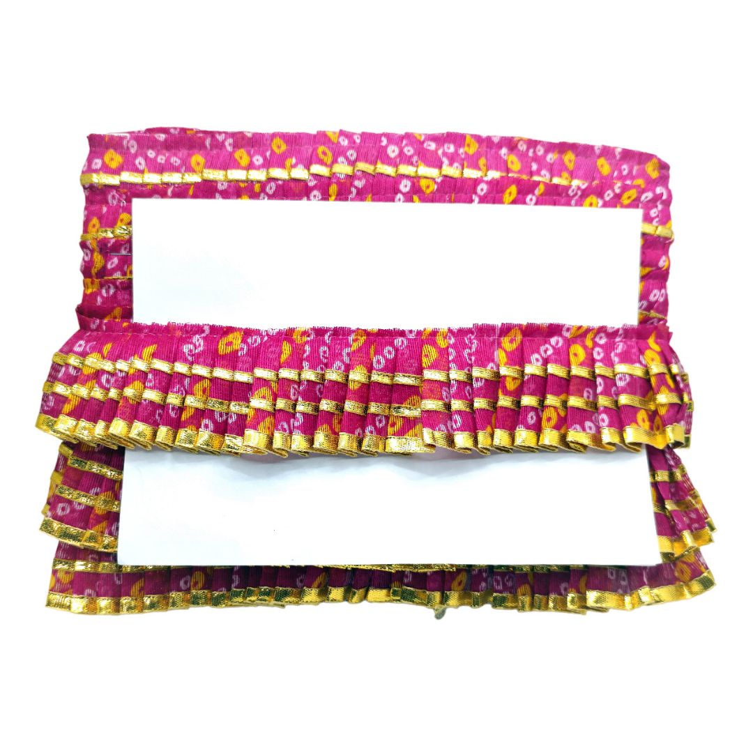 Decorative headboard with pink and yellow floral pattern on a white background