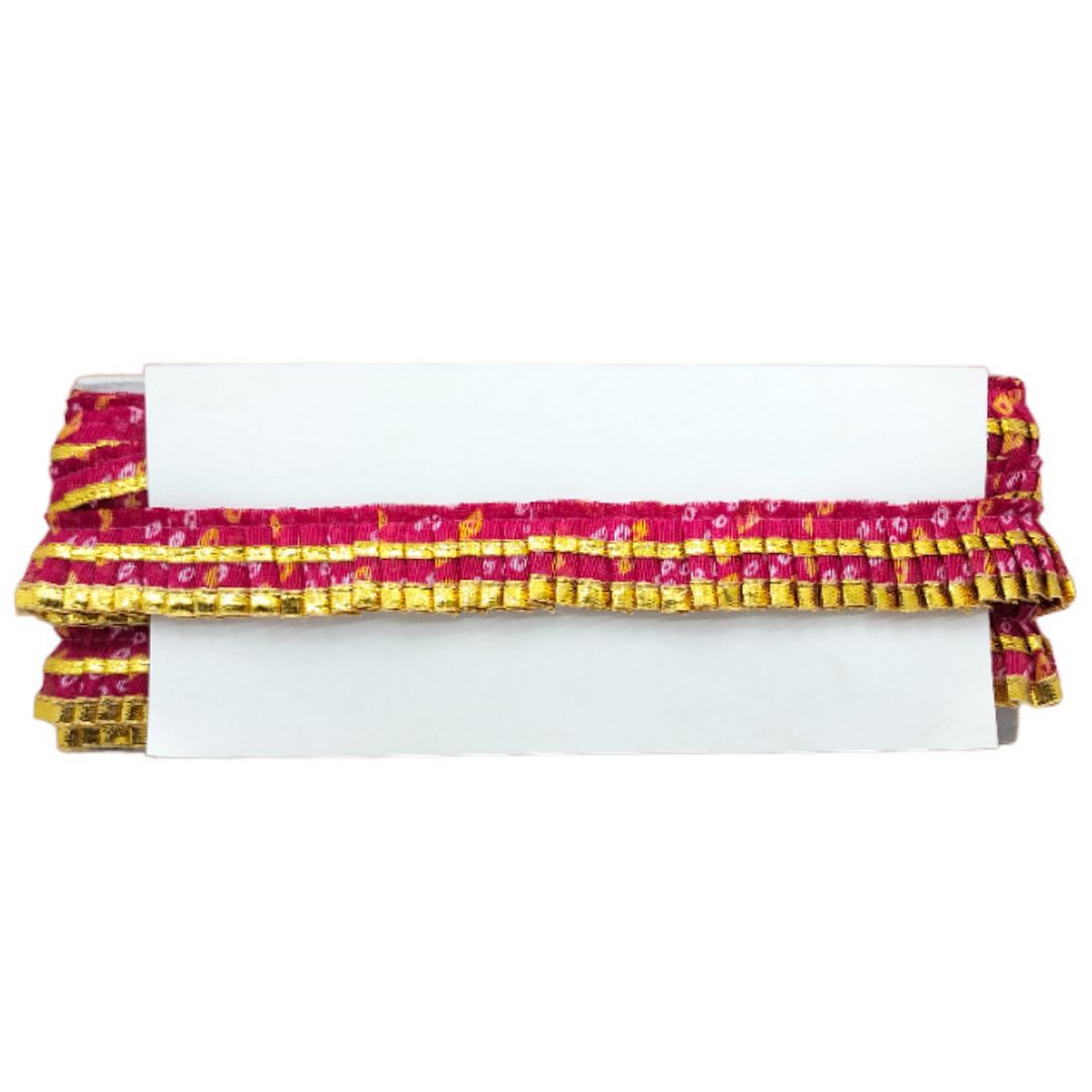 Clutch bag with pink and yellow pattern on a white background