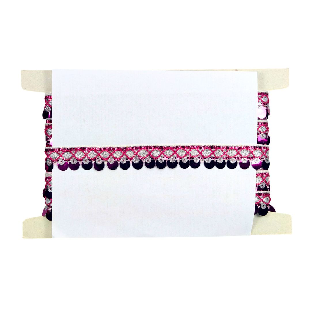 Decorative headboard with pink and purple accents on a white background