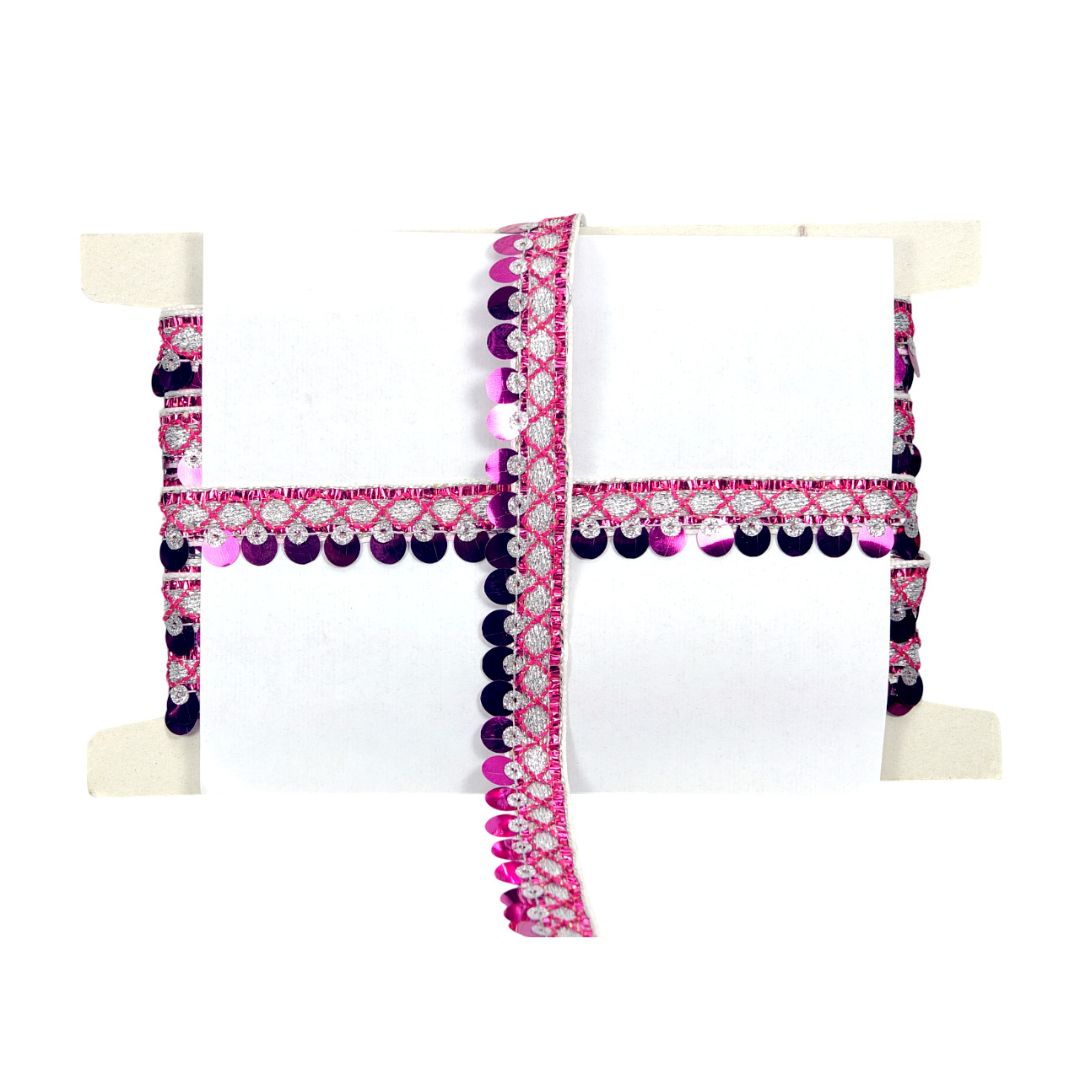 Decorative headboard with pink and purple floral patterns on a white background