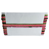 White saree with colorful border on a white background