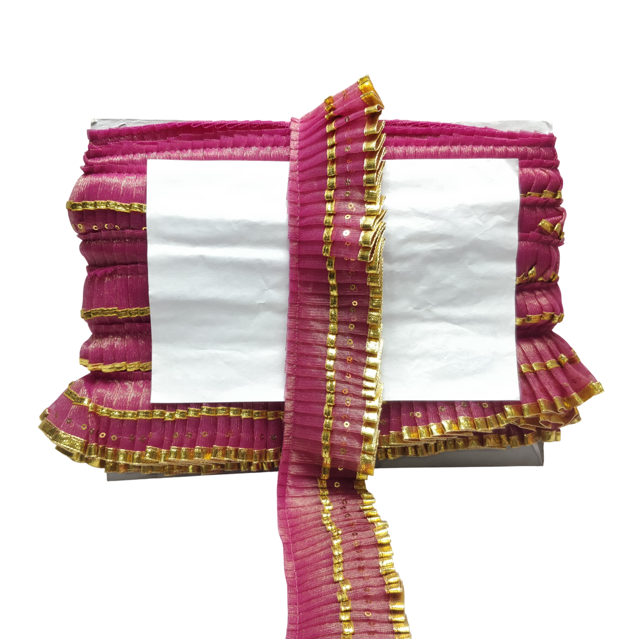 Hot Pink Golden Gota Frill Lace Border For Ghagra Only At Woven Lace & Border Reatilers and Manufactures In Surat