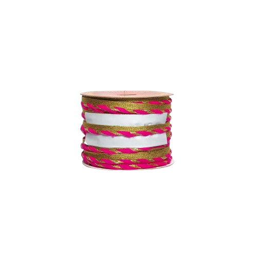 Hot Pink Golden Zari Lace border Saree Dress Only At Woven Lace & Border Reatilers and Manufactures In Surat