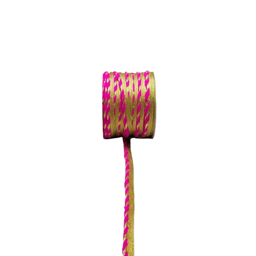 Hot Pink Golden Zari Lace border Saree Dress Only At Woven Lace & Border Reatilers and Manufactures In Surat