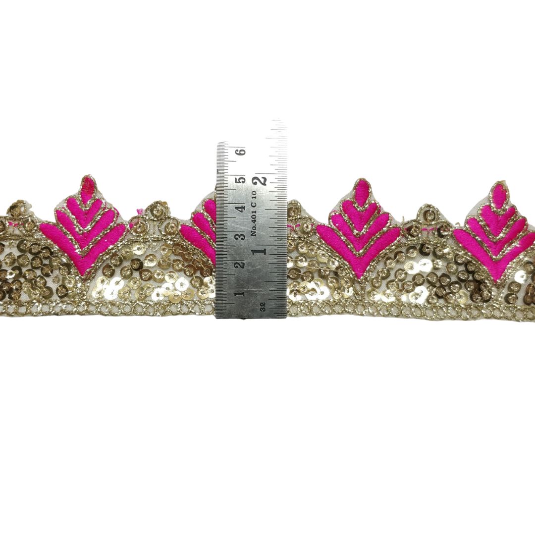 Hot Pink Gota Patti Embroidery Trim Border For Craftwork Only At Woven Lace & Border Reatilers and Manufactures In Surat