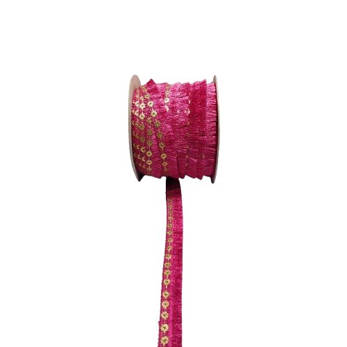 Hot Pink Jhalar Lace For Fashion Accessories and Saree Dress Only At Woven Lace & Border Reatilers and Manufactures In Surat