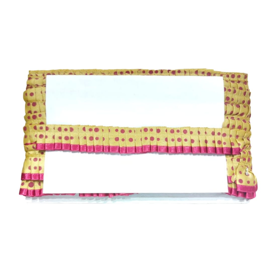 Kurlz Exclusive Polka Printed & Satin Ribbon with Chiku Color Satin Silk Frill For Laddo Gopal Poshak, Crafts, Sarees, Lehenga, Suits | Size: 9 Yards