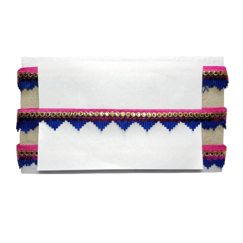 Kurlz 1 inch Double Color Mandir Cutwork Lace For Laddo Gopal Poshak, Aasan, Mata Chunri, School Crafts | Size: 9 Yards