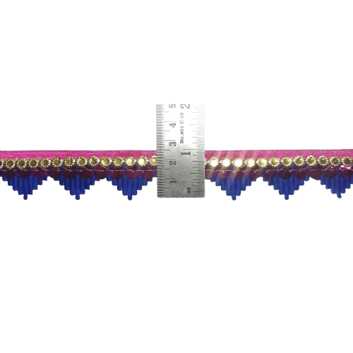 Kurlz 1 inch Double Color Mandir Cutwork Lace For Laddo Gopal Poshak, Aasan, Mata Chunri, School Crafts | Size: 9 Yards