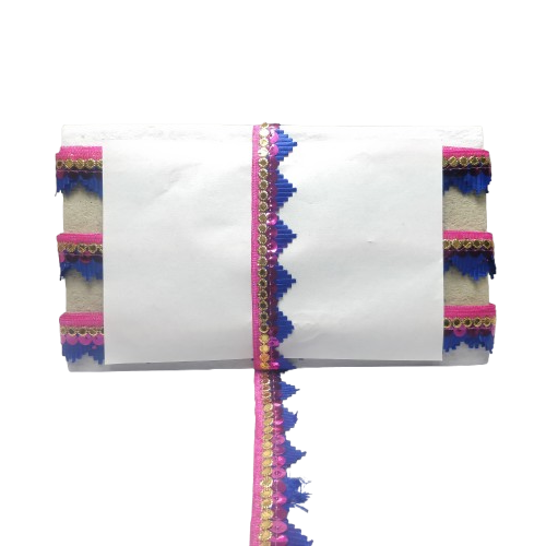 Kurlz 1 inch Double Color Mandir Cutwork Lace For Laddo Gopal Poshak, Aasan, Mata Chunri, School Crafts | Size: 9 Yards