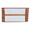 Decorative card holder with purple and gold trim on a white background