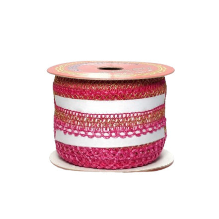 Hot Pink decorative fabric border Saree Dress Only At Woven Lace & Border Reatilers and Manufactures In Surat