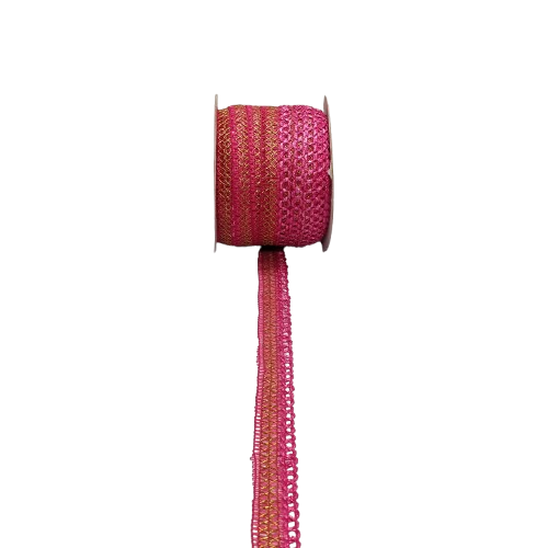 Hot Pink decorative fabric border Saree Dress Only At Woven Lace & Border Reatilers and Manufactures In Surat