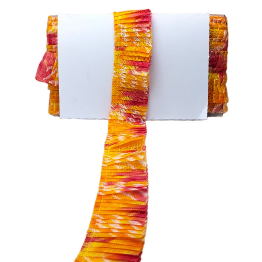 Kurlz Exclusive Kota Super Net Doria Lehriya Print Frill For Ladoo Gopal Poshak, Saree, Lehenga, Dupatta, DIY Art & Craft | Size: 9 Yards