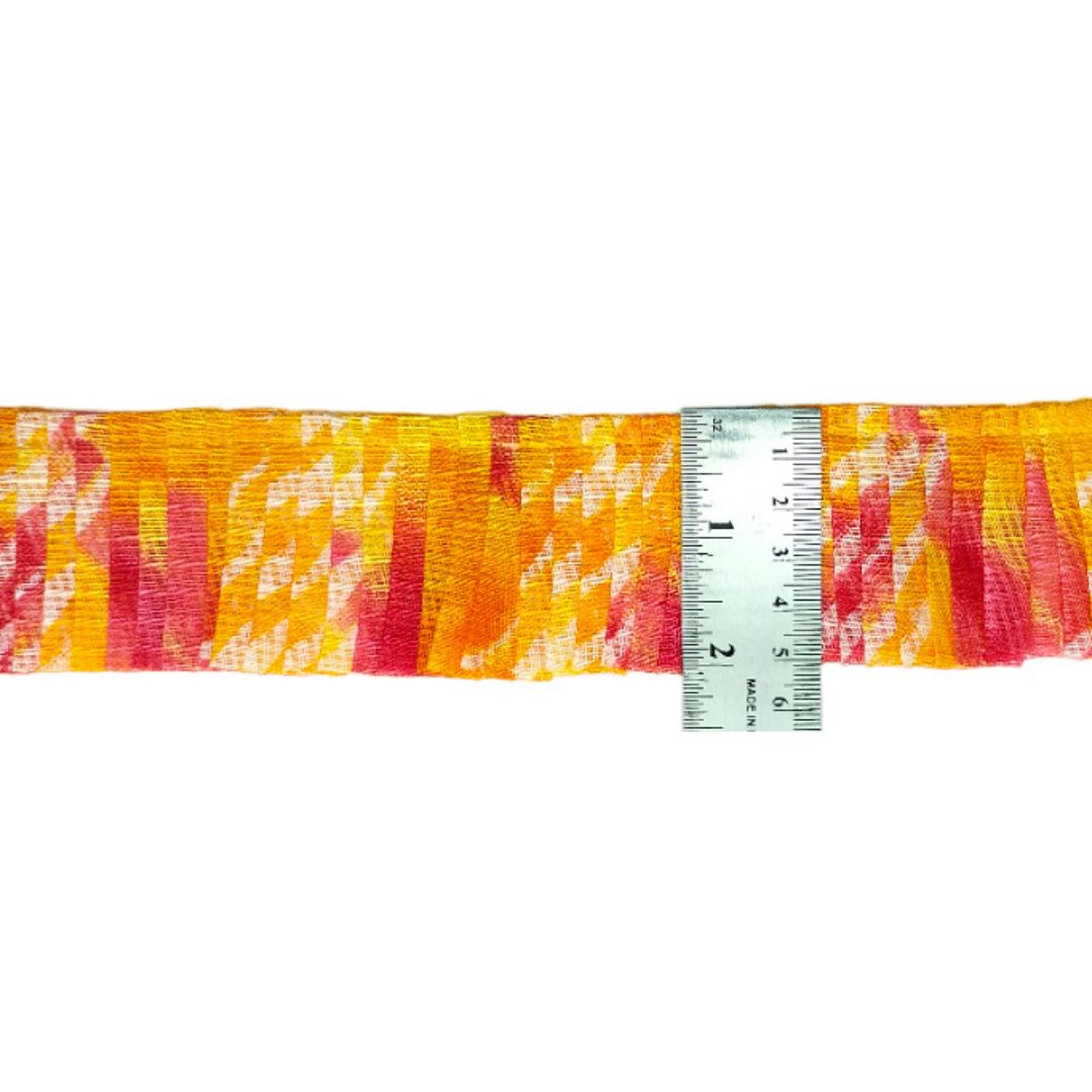 Kurlz Exclusive Kota Super Net Doria Lehriya Print Frill For Ladoo Gopal Poshak, Saree, Lehenga, Dupatta, DIY Art & Craft | Size: 9 Yards