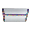 Rectangular mirror with colorful decorative border on a white background