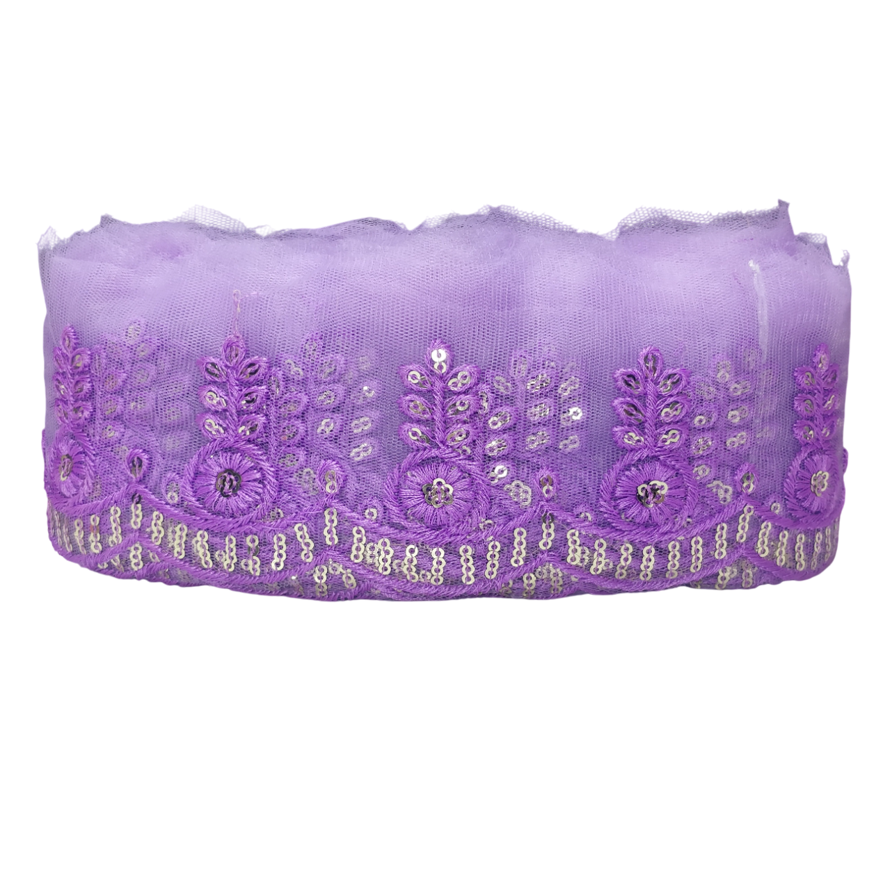 Lavender Embroidered Organza Lace For Dresses Decoration Only At Woven Lace & Border Reatilers and Manufactures In Surat